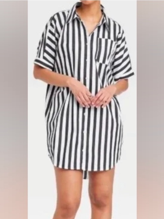 a new day Dresses & Skirts - A New Day • Navy & White Striped Shirt Dress